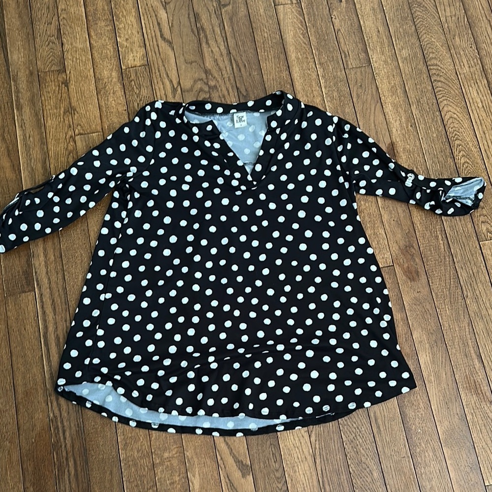 Sew N Love Women Black and White Polka Dot Blouse